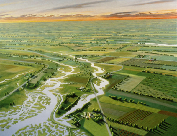 David Ahlsted - Right Panel, "Cohansey River & Farmlands", Oil on Canvas, 60 x 72" 