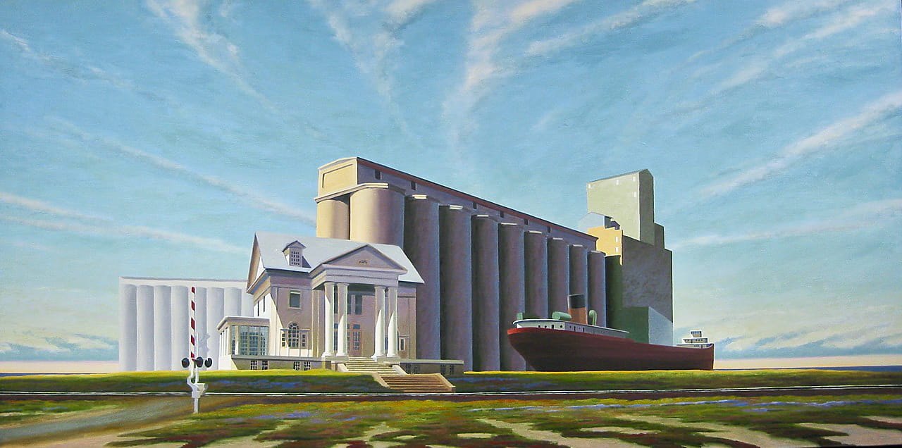 David Ahlsted - "Great Lakes Freighter", Oil on Linen, 36 x 72"