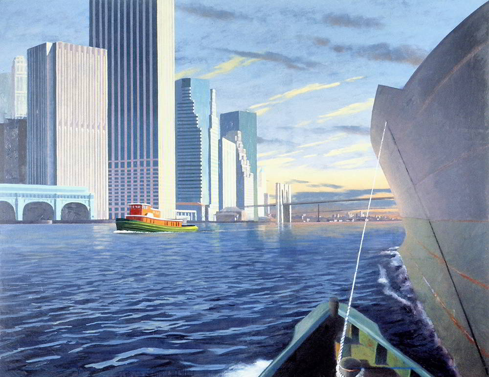 David Ahlsted - "Morning Arrival, New York", Oil on Canvas, 48 x 60"