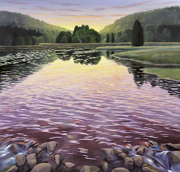 David Ahlsted - "Sunset, Batsto Lake", Oil on Canvas, 60 x 60"