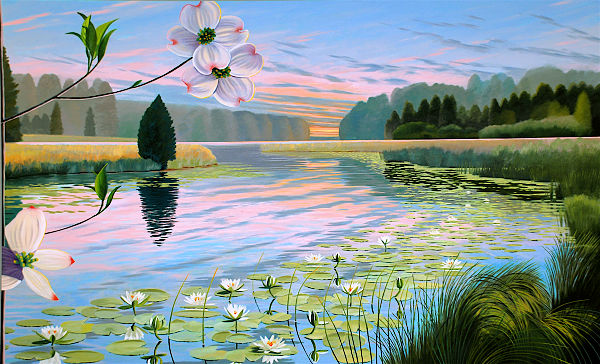 David Ahlsted - Right Panel , "Spring", Oil on Canvas, 6' 6" x10' 6"