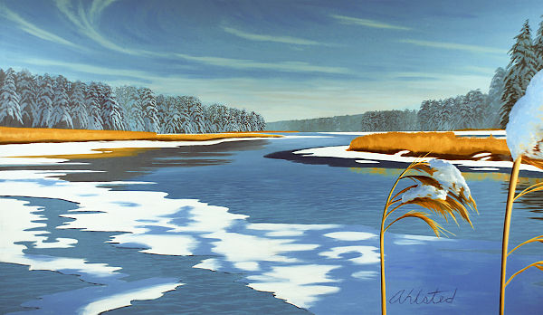 David Ahlsted - Left Panel "Winter" Oil on Canvas, 6' 6" x 11'