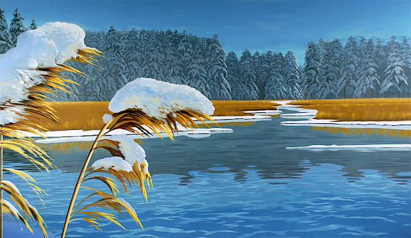 David Ahlsted - Right Panel "Winter" Oil on Canvas, 6' 6" x 11'