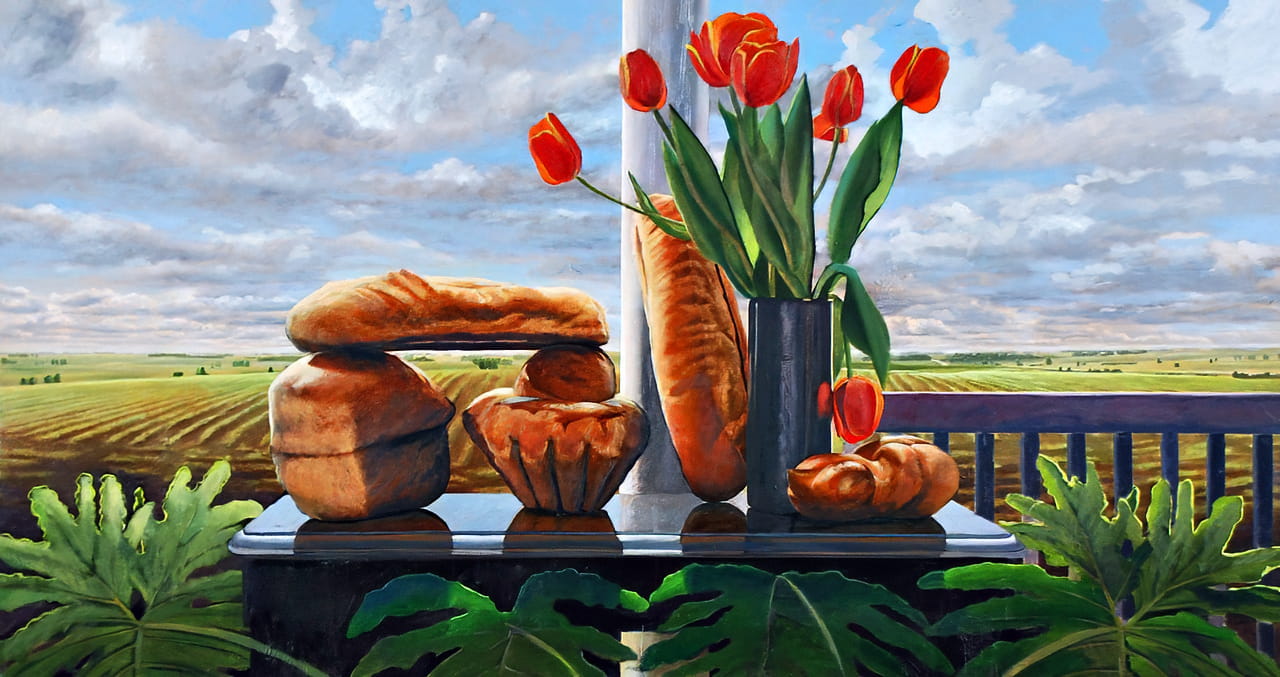 David Ahlsted - "American Stonehenge", Oil on Canvas, 36 x 66".