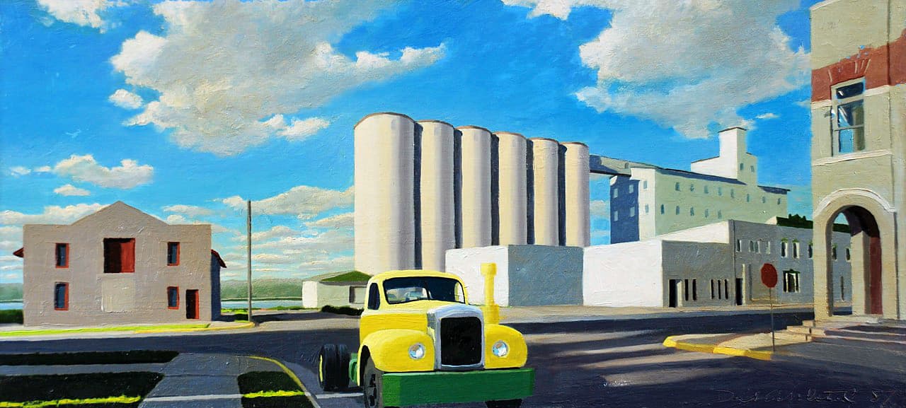 Davod Ahlsted - "Big Jo Flour", Wabasha Minnesota , Oil on Linen, 12 x 26"
