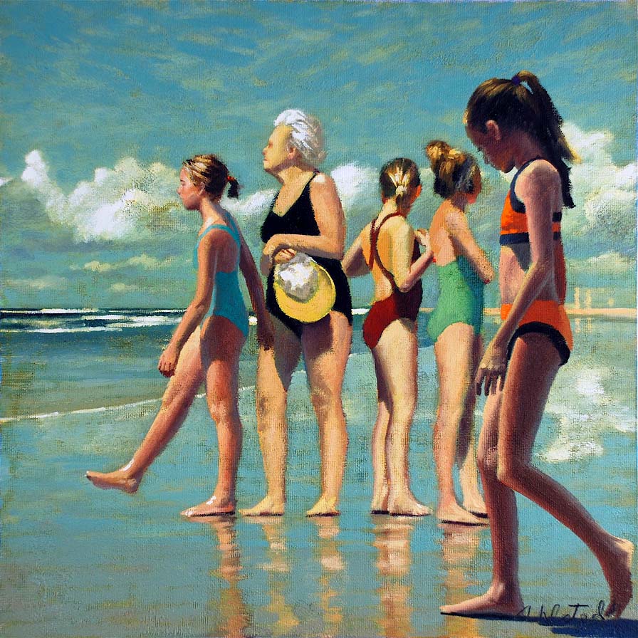 David Ahlsted - "By the Sea", Oil on Gessoed Paper, 23 x 23"