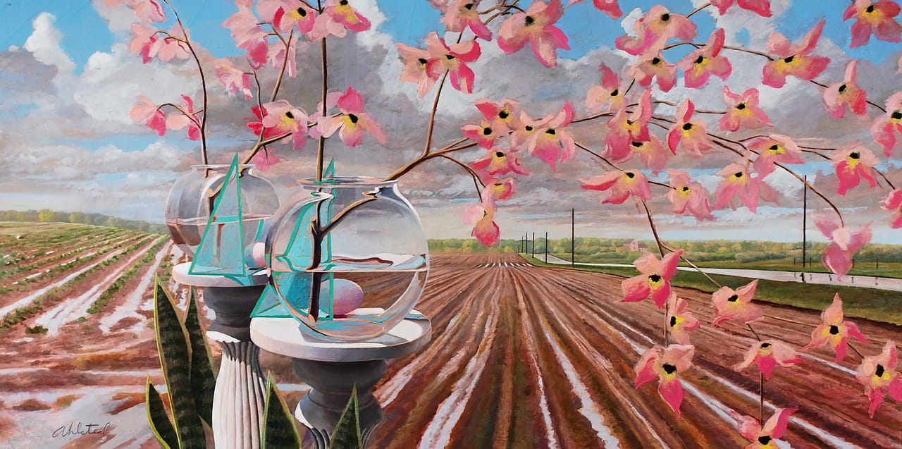 David Ahlsted - "Dogwood", Oil on Canvas, 28 x 55".