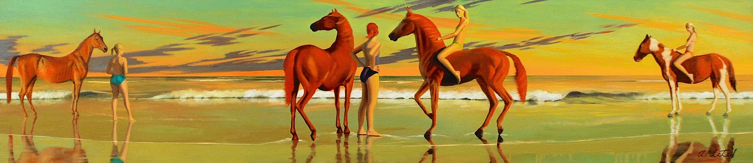 David Ahlsted - "Friends", Oil on Canvas, 20 x 90".