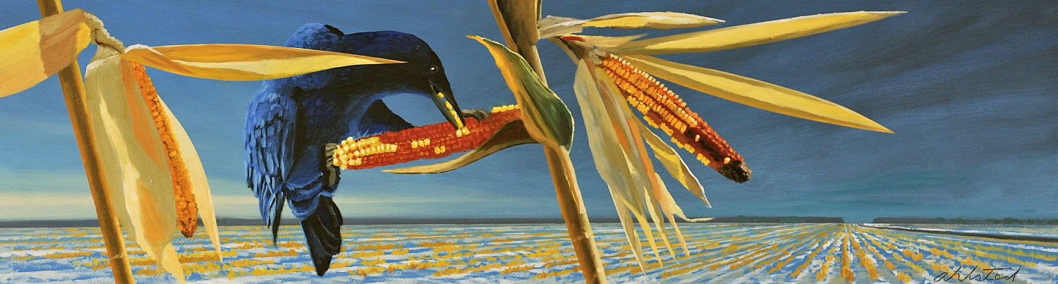 David Ahlsted - "Last Harvest", Oil on Board, 10 x 36"