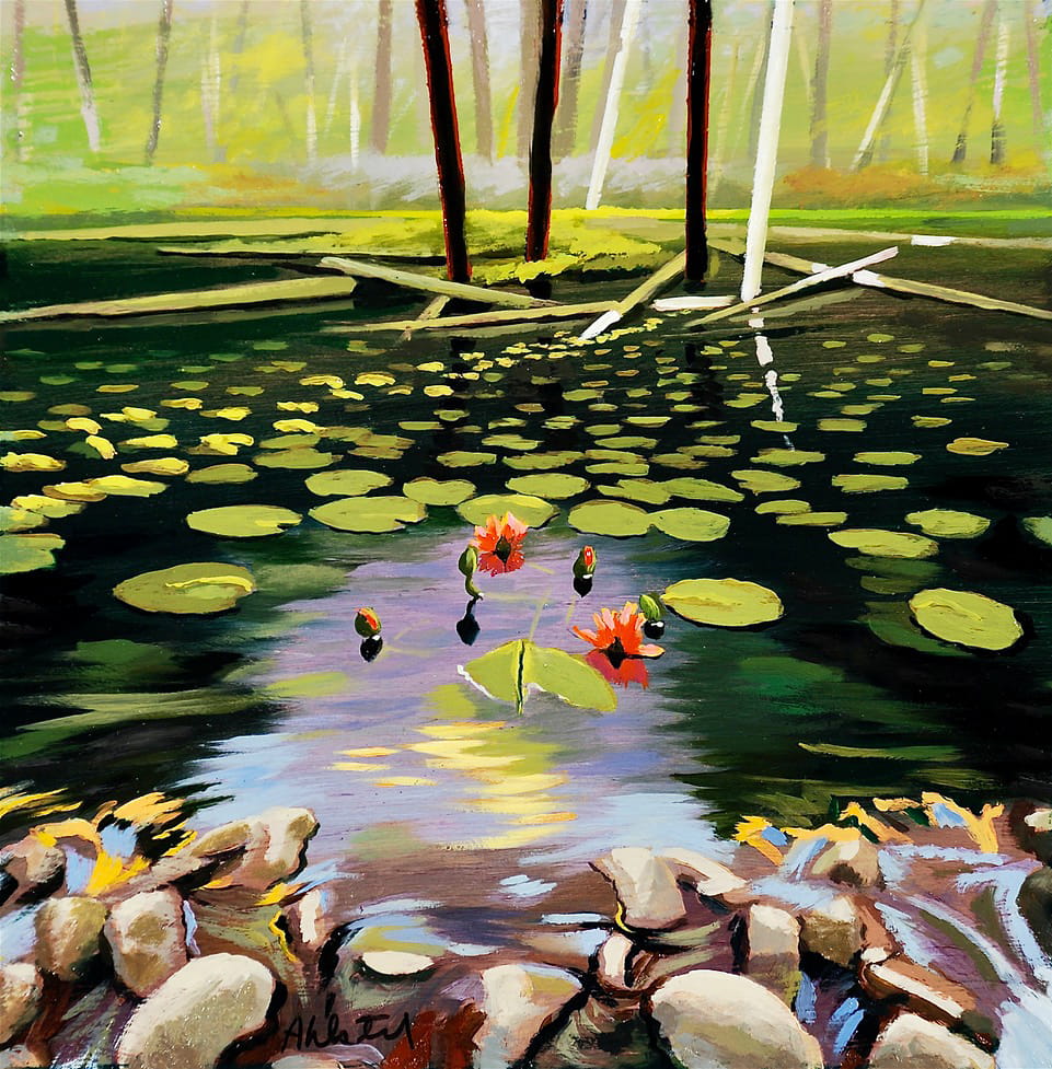 David Ahlsted - "Lily Lake", Oil on Panel, 10 x 10", 1993.