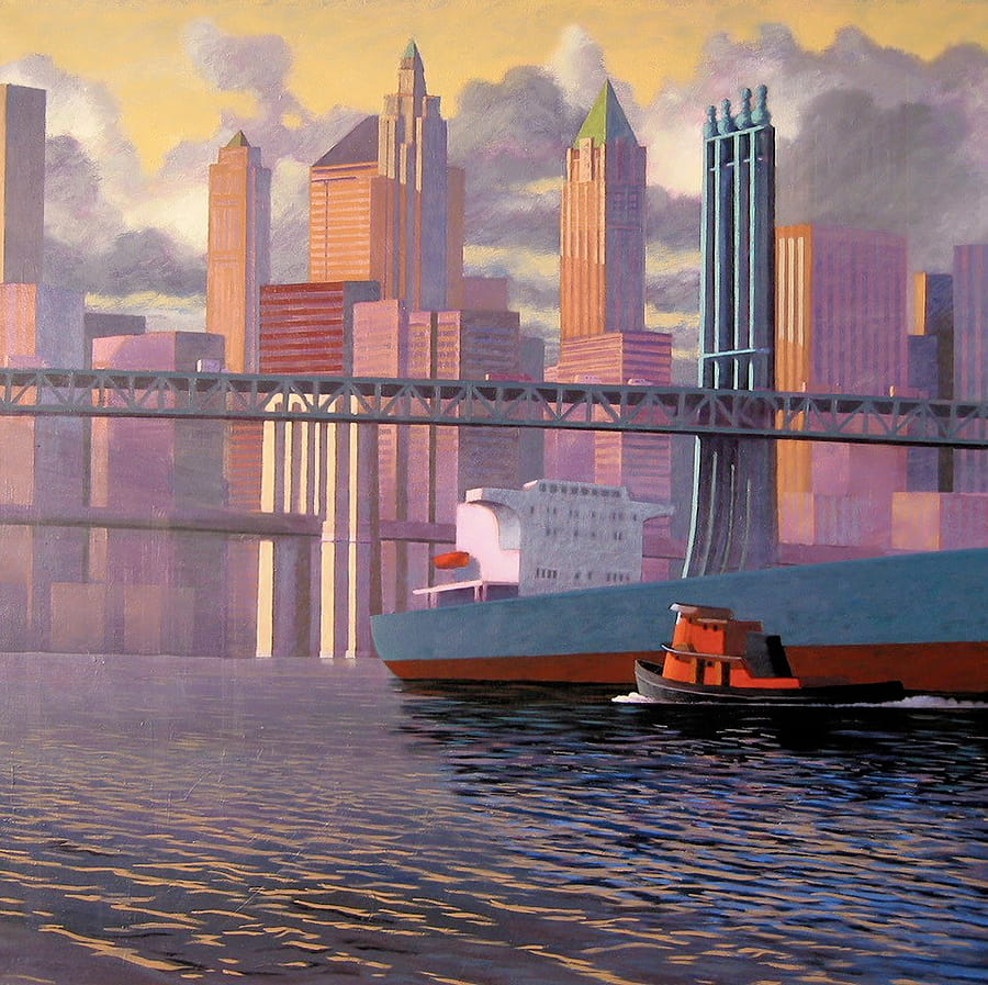 David Ahlsted - "Manhattan & Brooklyn Bridges", Oil on Canvas, 48 x 48"