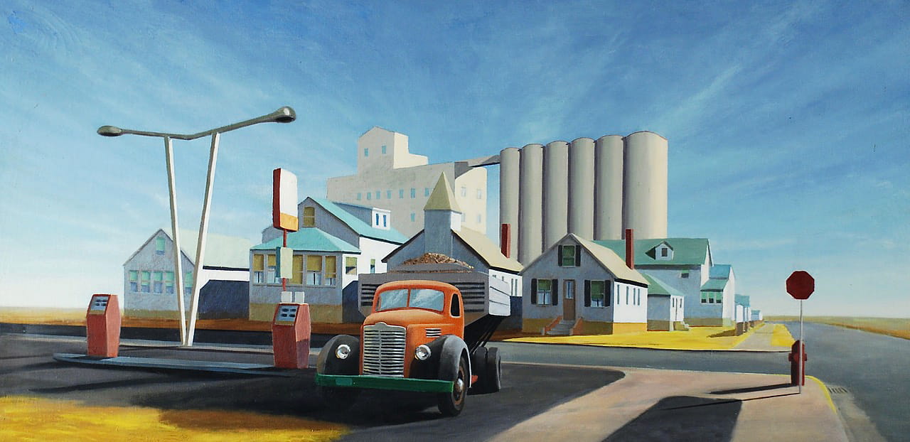 David Ahlsted - "Potato Truck", Wabasha Minnesota , Oil on Canvas, 28 x 56"
