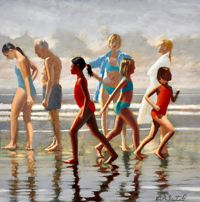 David Ahlsted - "Sea Breeze, Avalon", Oil on gessoed paper, 23 x 23".