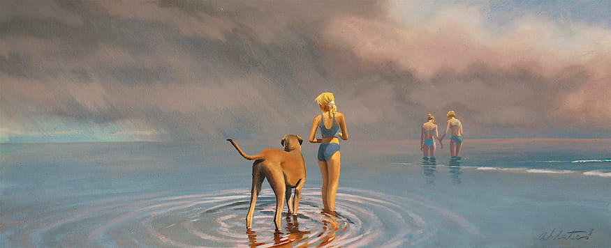 David Ahlsted - "Summer Showers, Cape May ", Oil on Canvas, 20 x 48" - Private Collection: Margate, New Jersey