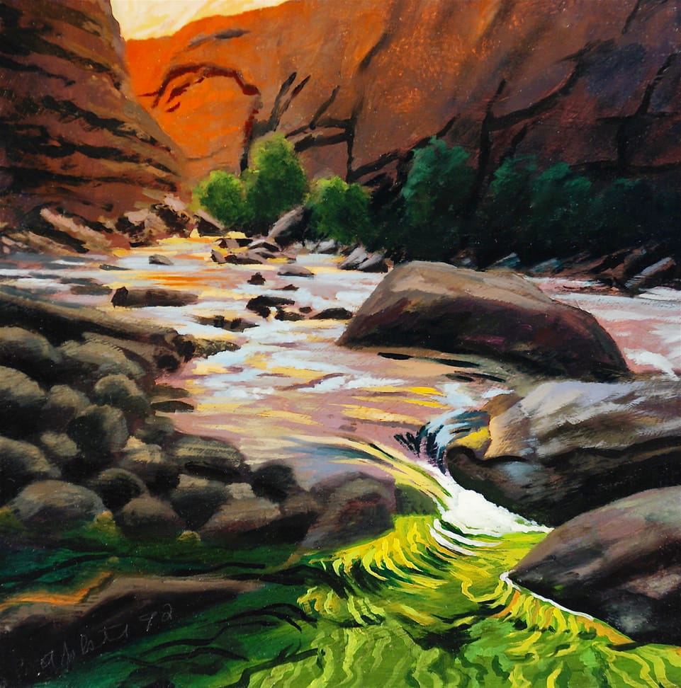 David Ahlsted - "Virgin River", Zion National Park, 10.5 x 10.5", 1992