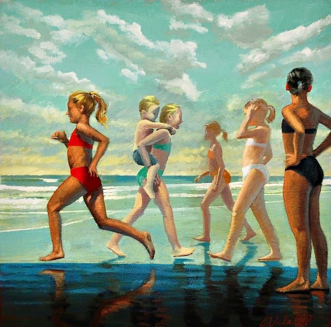 David Ahlsted - "Waters Edge II", Oil on gessoed paper, 23 x 23".