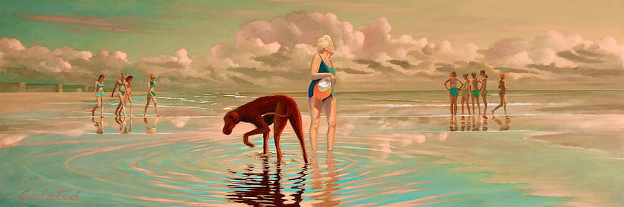 David Ahlsted - "When the Tide is Low", Oil on Canvas, 20 x 58" - Private Collection: Boca Raton, Florida.