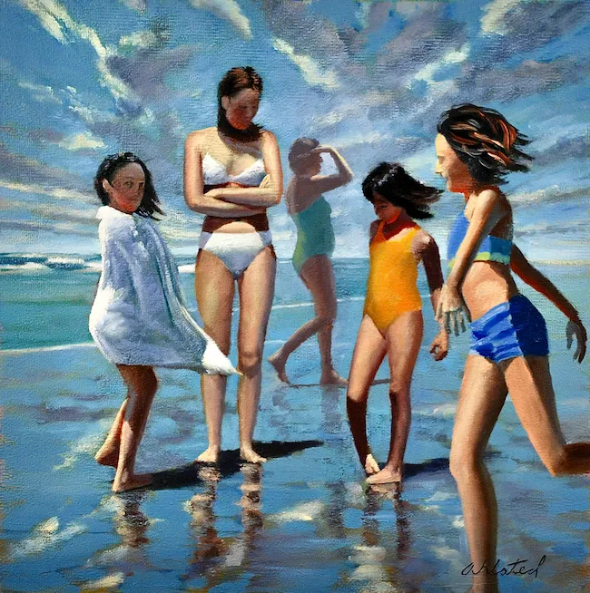 David Ahlsted - "Wind over Water", Oil on gessoed paper, 23 x 23".
