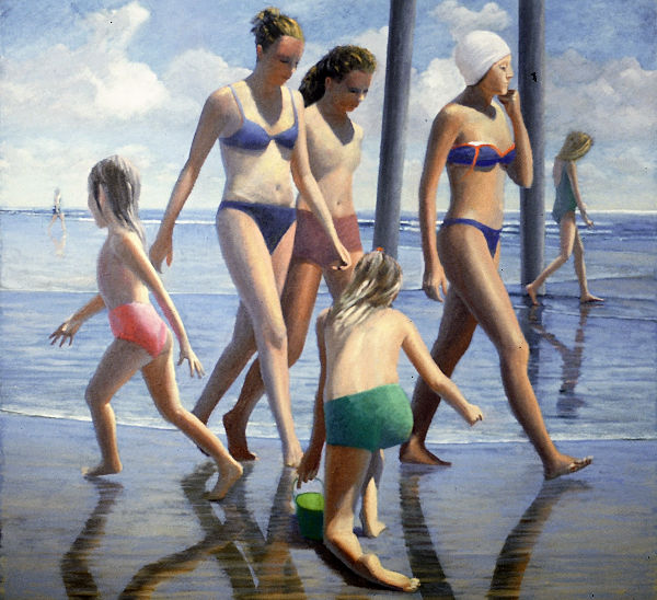 David Ahlsted - "Beach Strollers" Oil on Canvas, 48 x 48" - Private Collection: Sea Isle City, NJ.