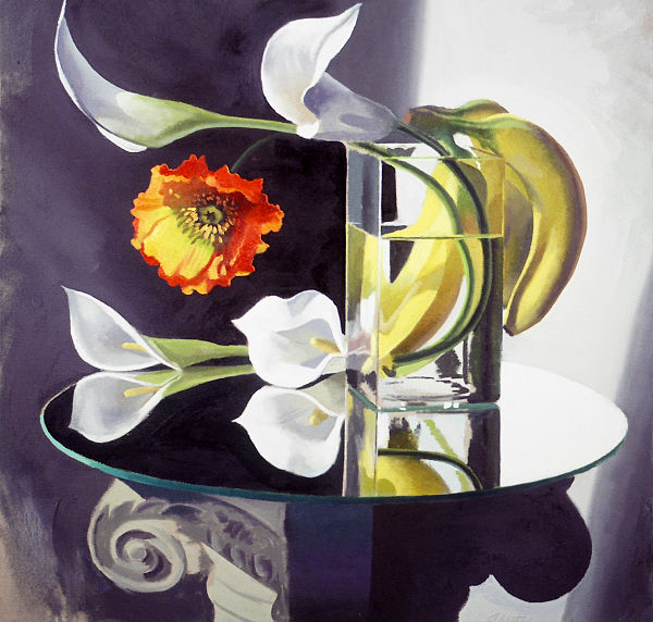 David Ahlsted - "Callas & Bananas" Oil on Canvas, 36 x 36" - Private Collection: Hunting Valley, Pa.