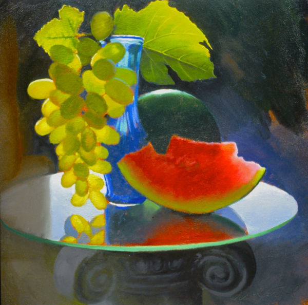 David Ahlsted - "Grapes", Oil on paper, 23 x 23" - Collection: DAS Architects, Philadelphia, Pa.