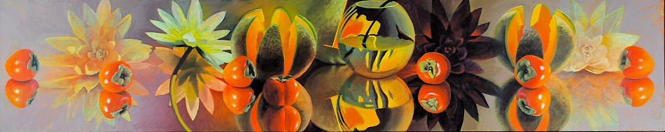 David Ahlsted - "Lily and Melon Frieze", Oil on Canvas, 18 x 90" - Collection: Heldrich Associates, New Brunswick, NJ
