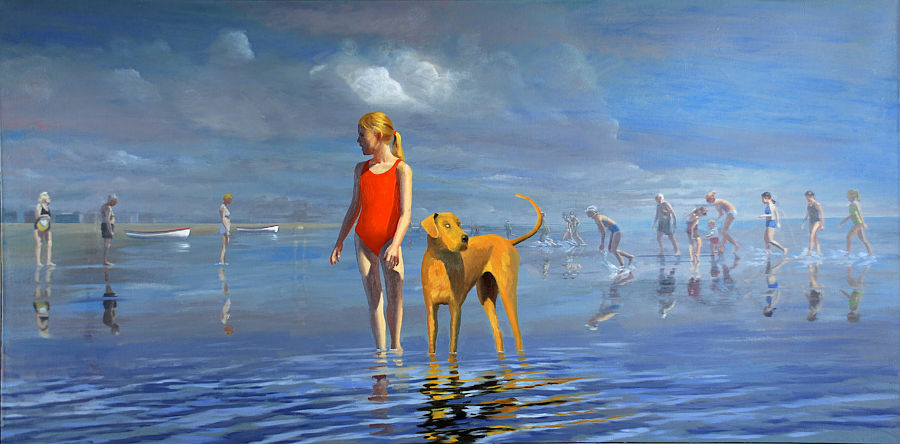 David Ahlsted - "New Jersey, Indian Summer" Oil on Canvas, 36 x 72" - Collection: Ocean Medical Center, Brick, New Jersey.