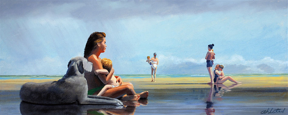 David Ahlsted - "Summer Showers, Jersey Shore" Oil on Canvas, 20 x 48" - Private Collection: Marietta, Georgia.