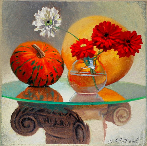 David Ahlsted - "Turban Squash", Oil on gessoed paper, 23 x 23".