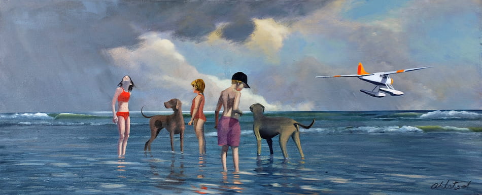 David Ahlsted - "Uncle John Landing" Oil on Canvas, 20 x 48" - Private Collection: Bloomfield Hills, Michigan.