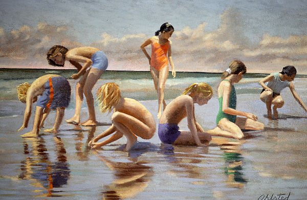 David Ahlsted - "Washed Ashore" Oil on Gessoed paper, 21 x 34" - Private Collection: Philadelphia, Pa.